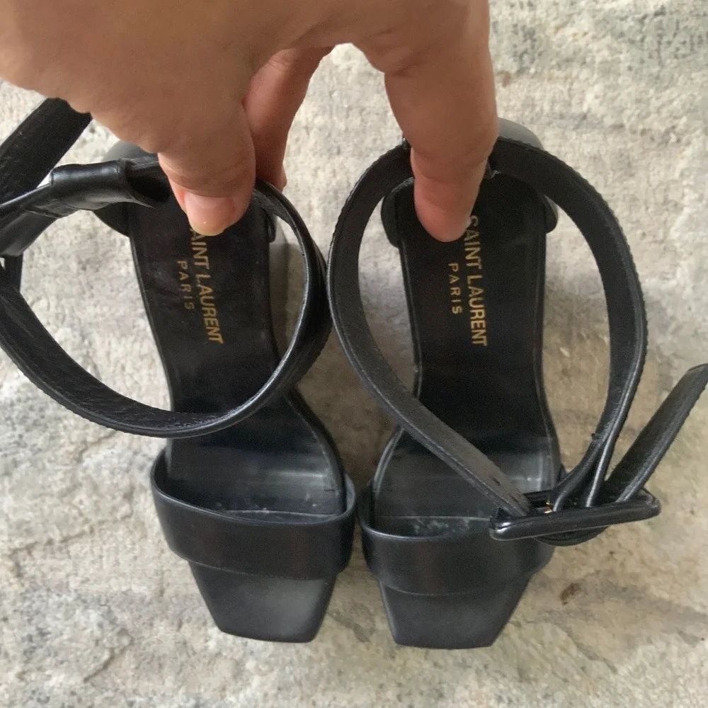 SAINT LAURENT, WEDGE ANKLE STRAP SANDALS - Picture 2 of 7